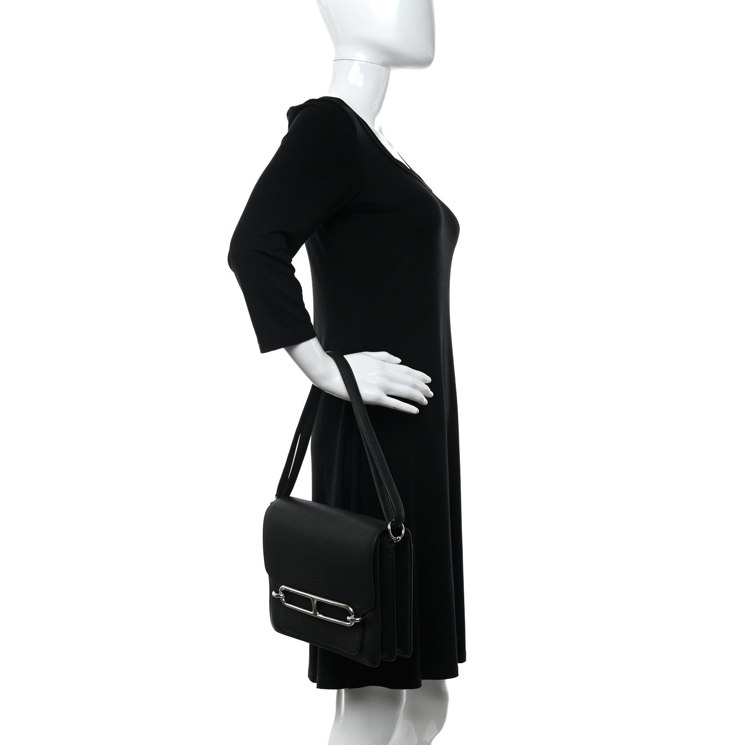 Hermes Taurillon Clemence Sac Roulis 23 Black 3 of 13