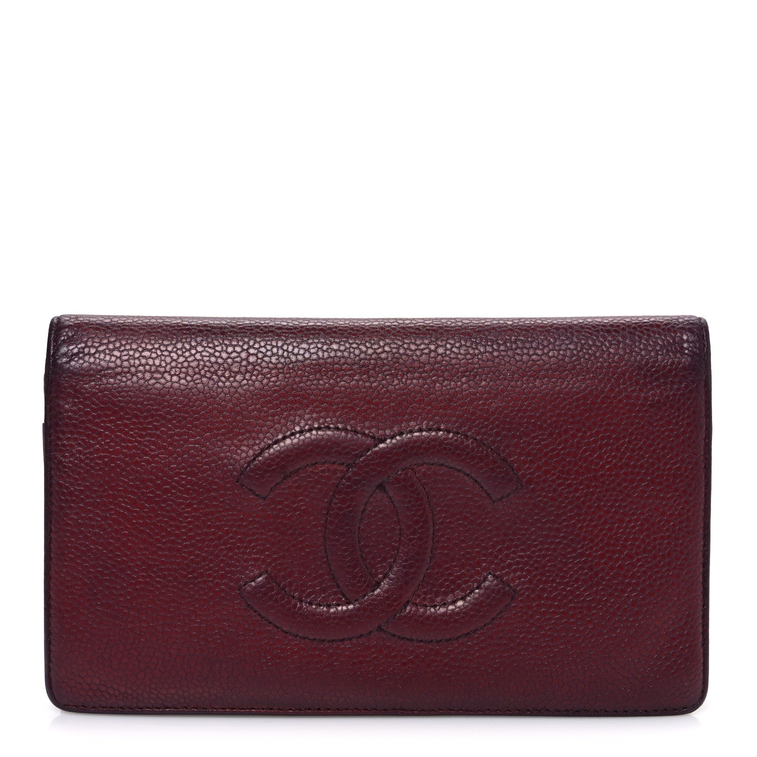 Chanel Caviar Timeless CC Yen Wallet Burgundy 1 of 8