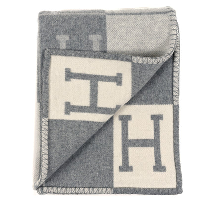 Hermes Wool Cashmere Avalon III Blanket Ecru Gris Clair 2 of 3