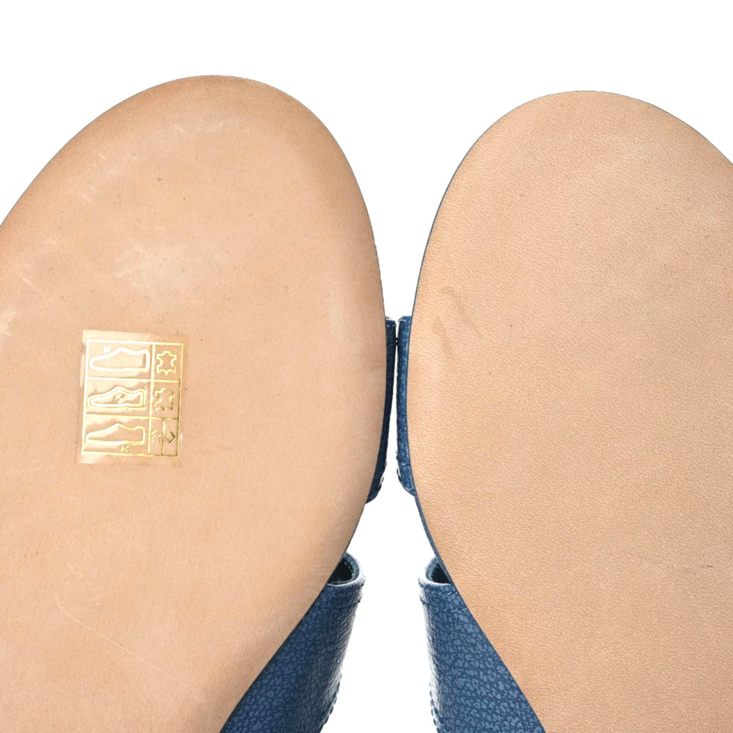 Chanel Iridescent Calfskin Logo CC Turnlock Sandals 37.5 Blue 9 of 10