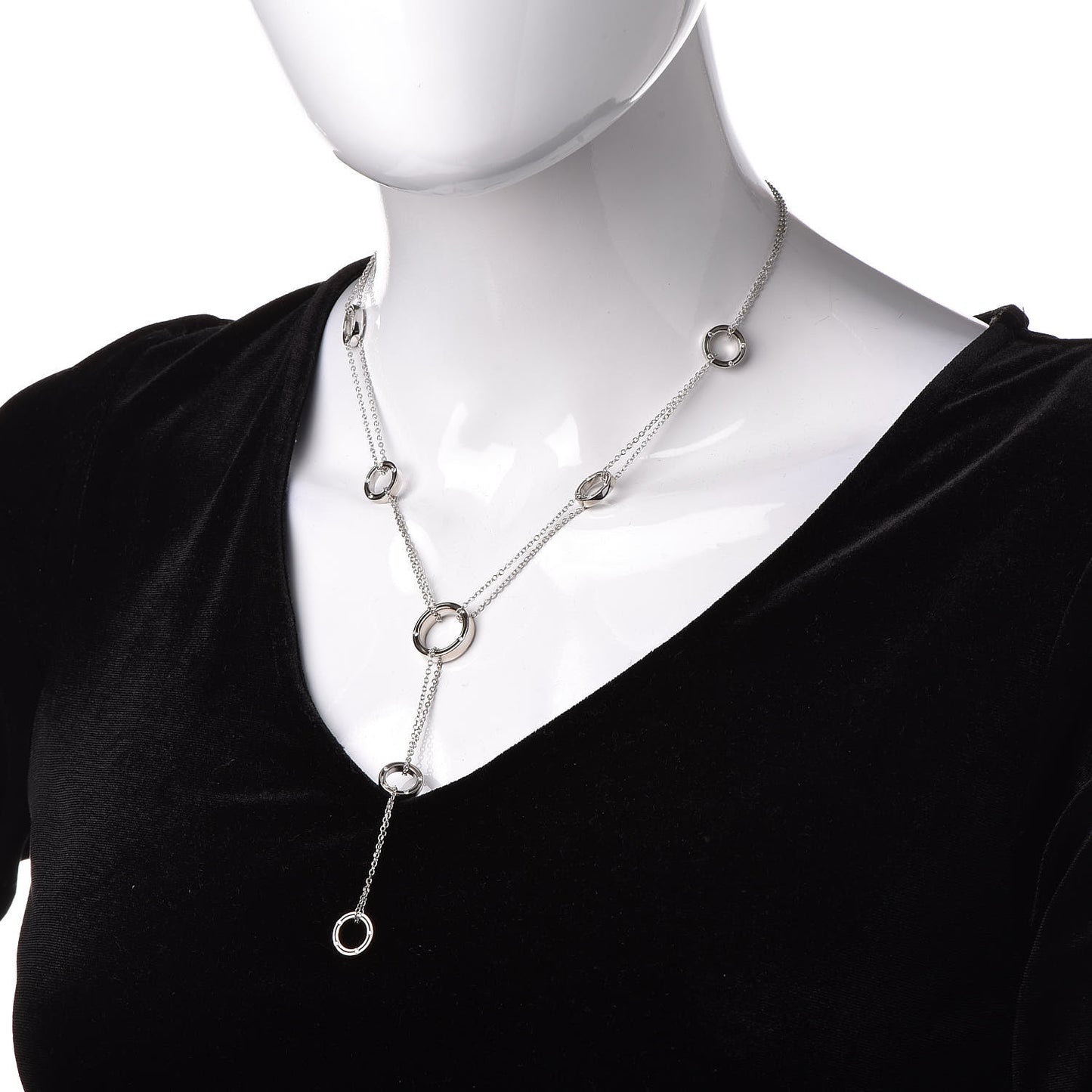 18K White Gold Diamond D.Side Lariat Necklace