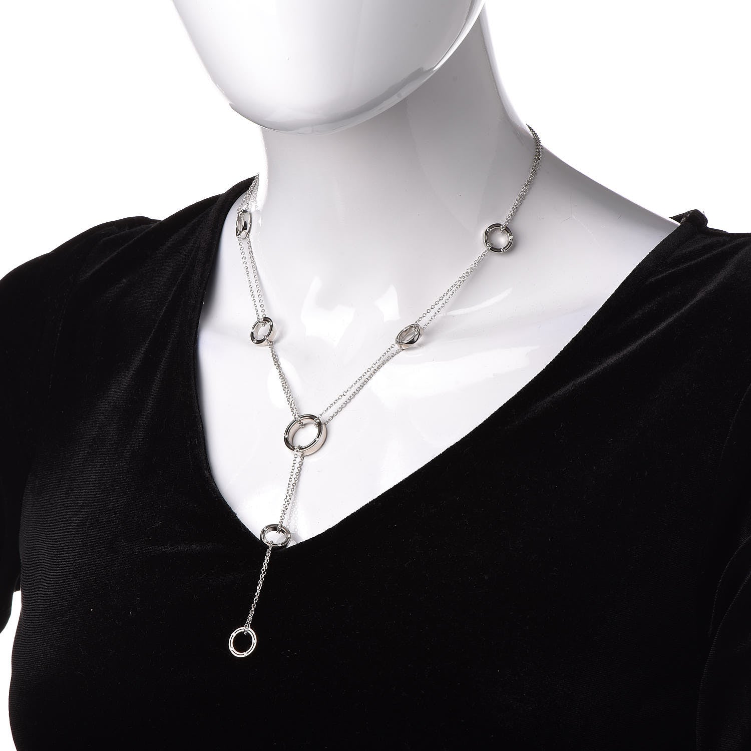 Damiani 18K White Gold Diamond D.Side Lariat Necklace 2 of 5