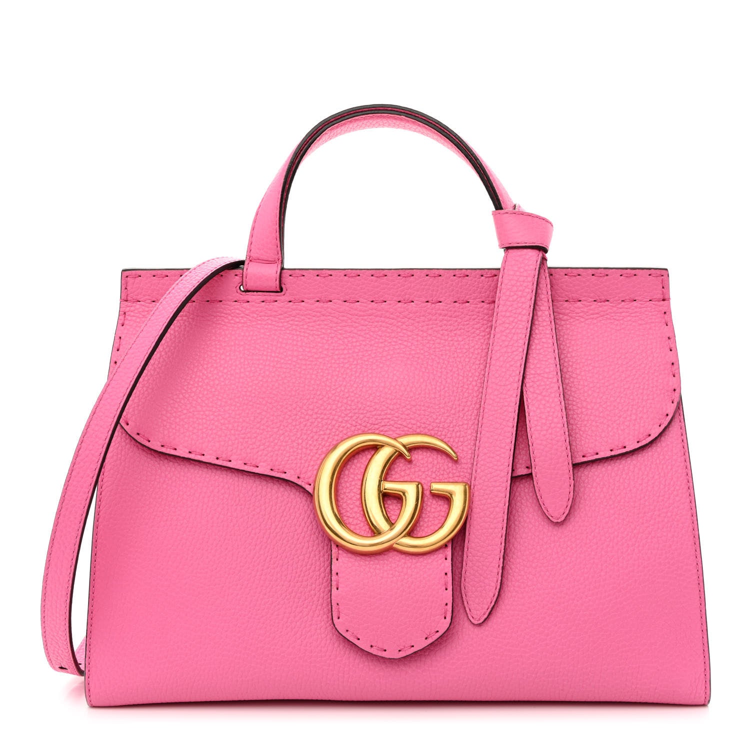 Gucci Calfskin Small GG Marmont Top Handle Bag Pink Tropical Flower 1 of 12