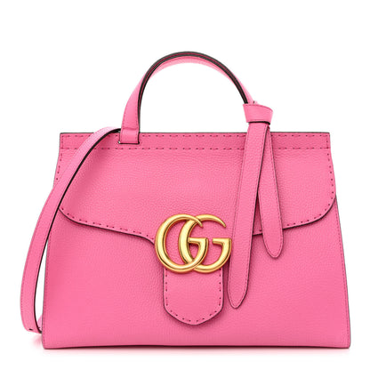 Gucci Calfskin Small GG Marmont Top Handle Bag Pink Tropical Flower 1 of 12
