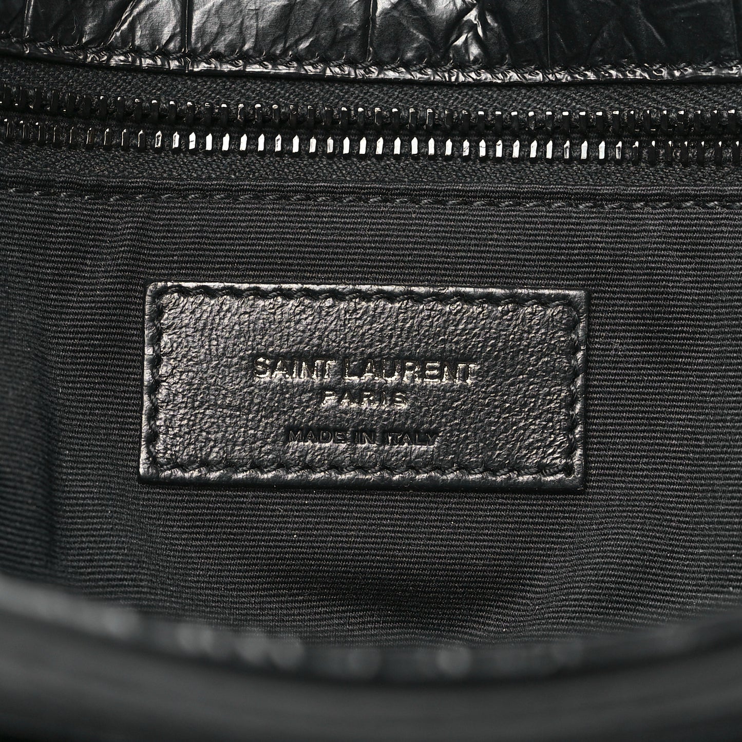 Crocodile Embossed Lambskin Monogram Medium Niki Chain Satchel Black