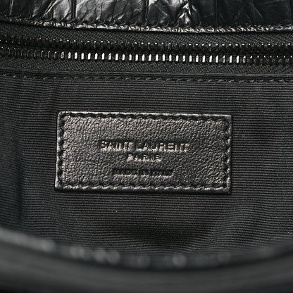Saint Laurent Crocodile Embossed Lambskin Monogram Medium Niki Chain Satchel Black 6 of 11