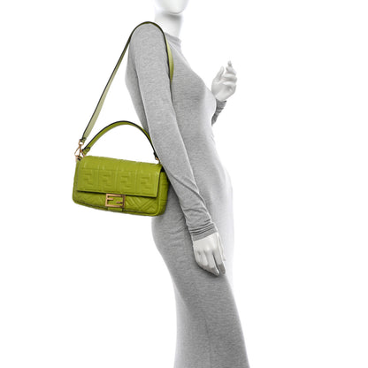 Fendi Nappa FF 1974 Embossed Baguette Wasabi 2 of 13