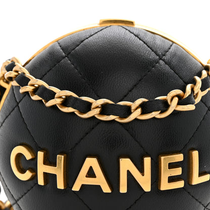 Chanel Lambskin Quilted Sphere Minaudiere Chain Clutch Black 8 of 11