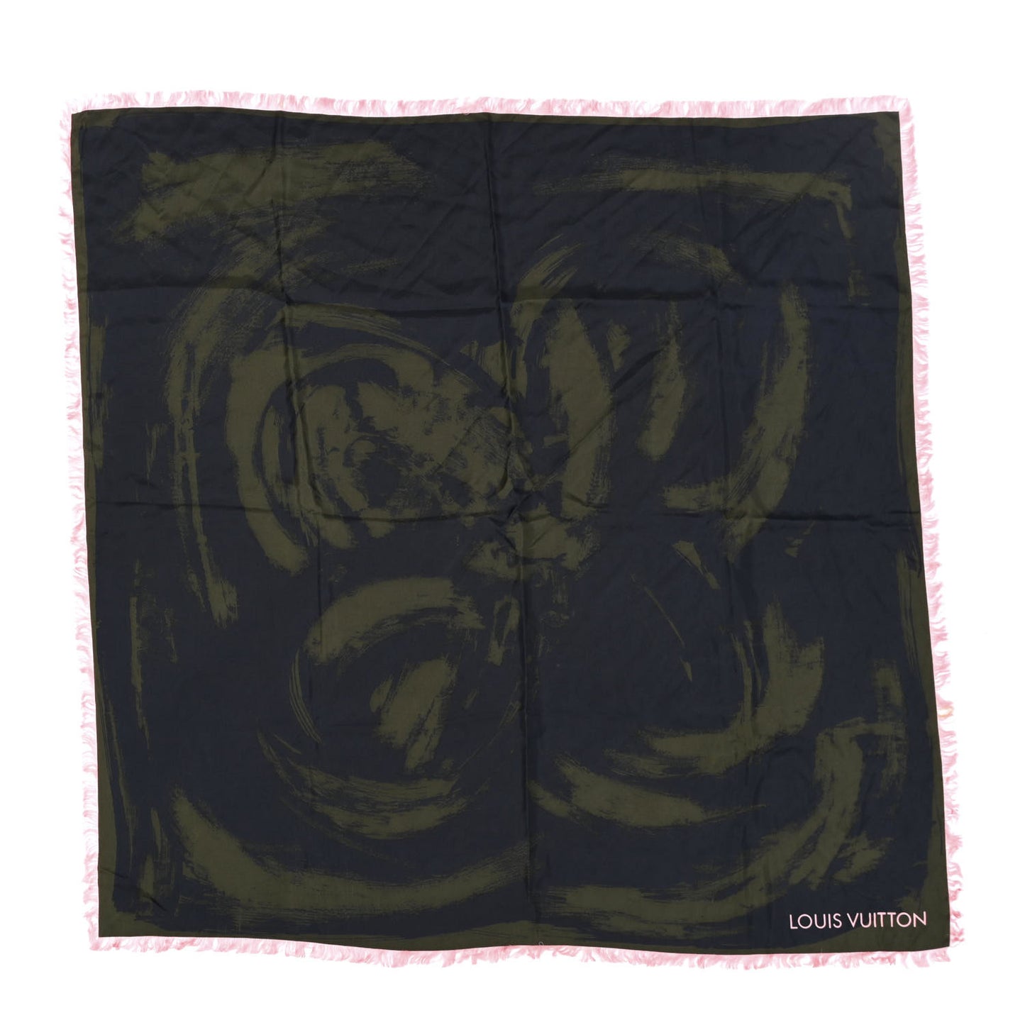 Silk Arty Flower Scarf Green Pink