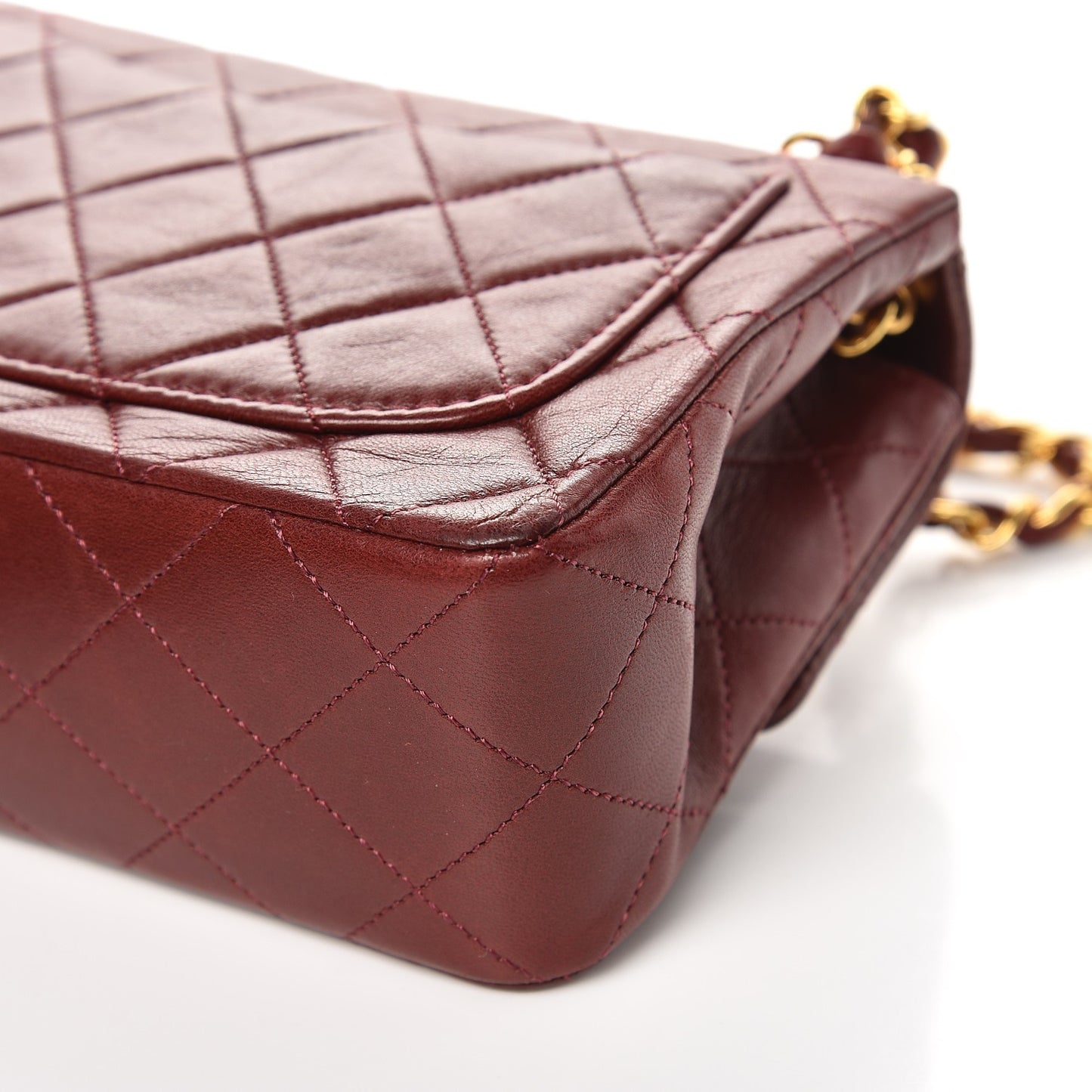 Lambskin Quilted Mini Square Flap Burgundy