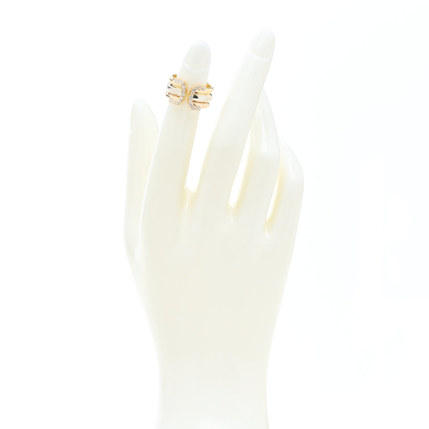18K Pink Yellow White Gold Diamond 11mm C De Cartier Ring 44 3