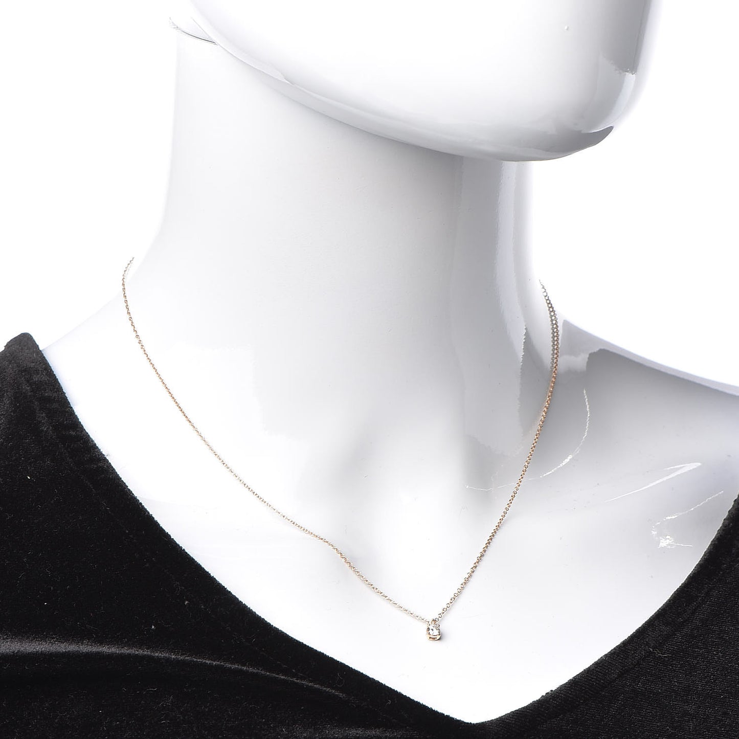 18K Rose Gold Diamond .12ct Solitaire Pendant Necklace