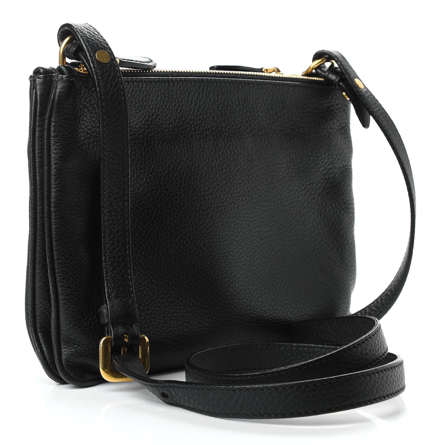 Prada Vitello Phenix Double Zip Crossbody Bag Black 3 of 8