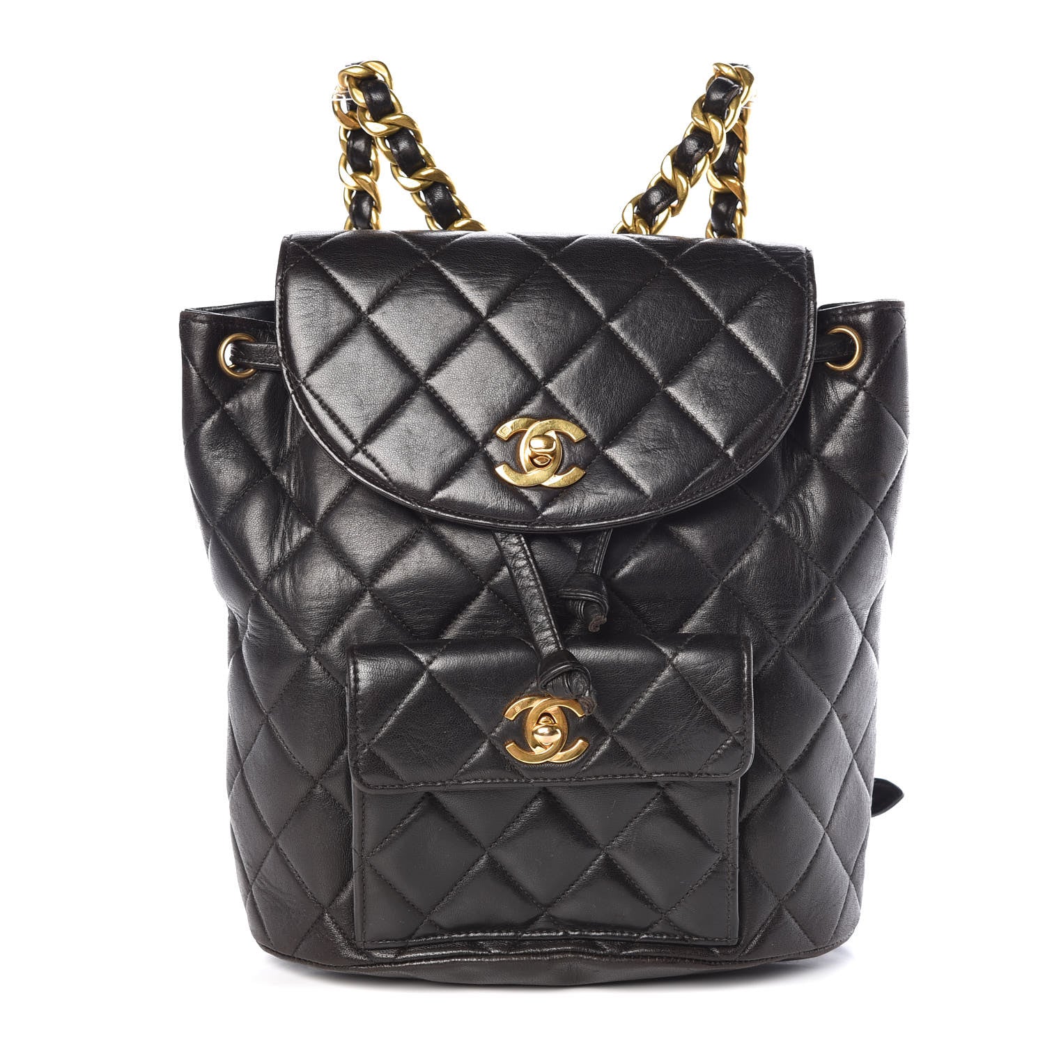 Chanel Lambskin Quilted Drawstring Backpack Black 1 of 10