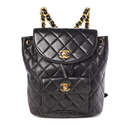 Chanel Lambskin Quilted Drawstring Backpack Black 1 of 10