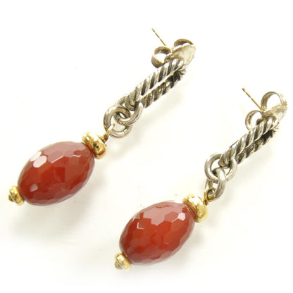 David Yurman 18k Gold and Sterling Silver Carnelian Bijoux Drop Earrings 1 of 4