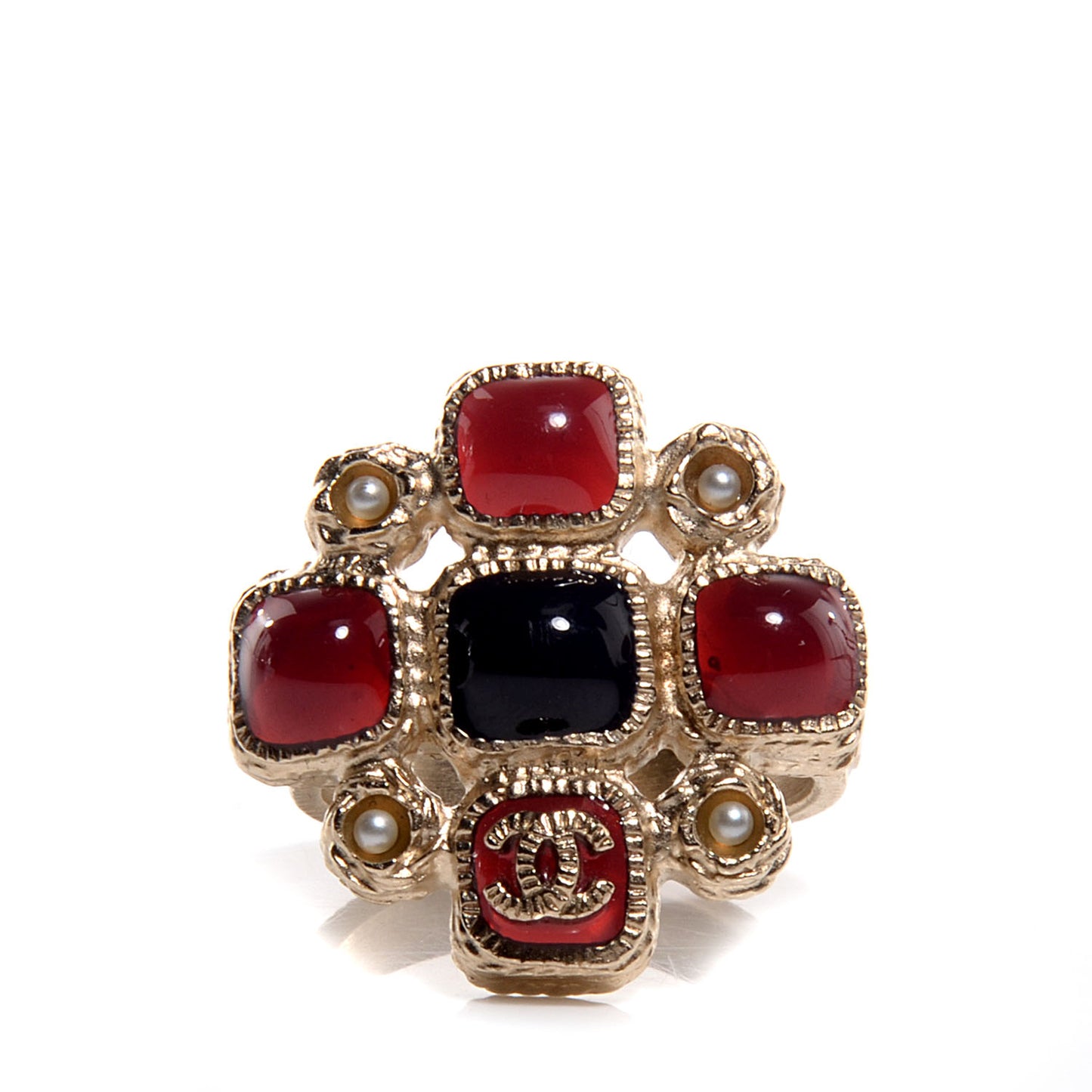 Gripoix Pearl CC Ring Gold 7
