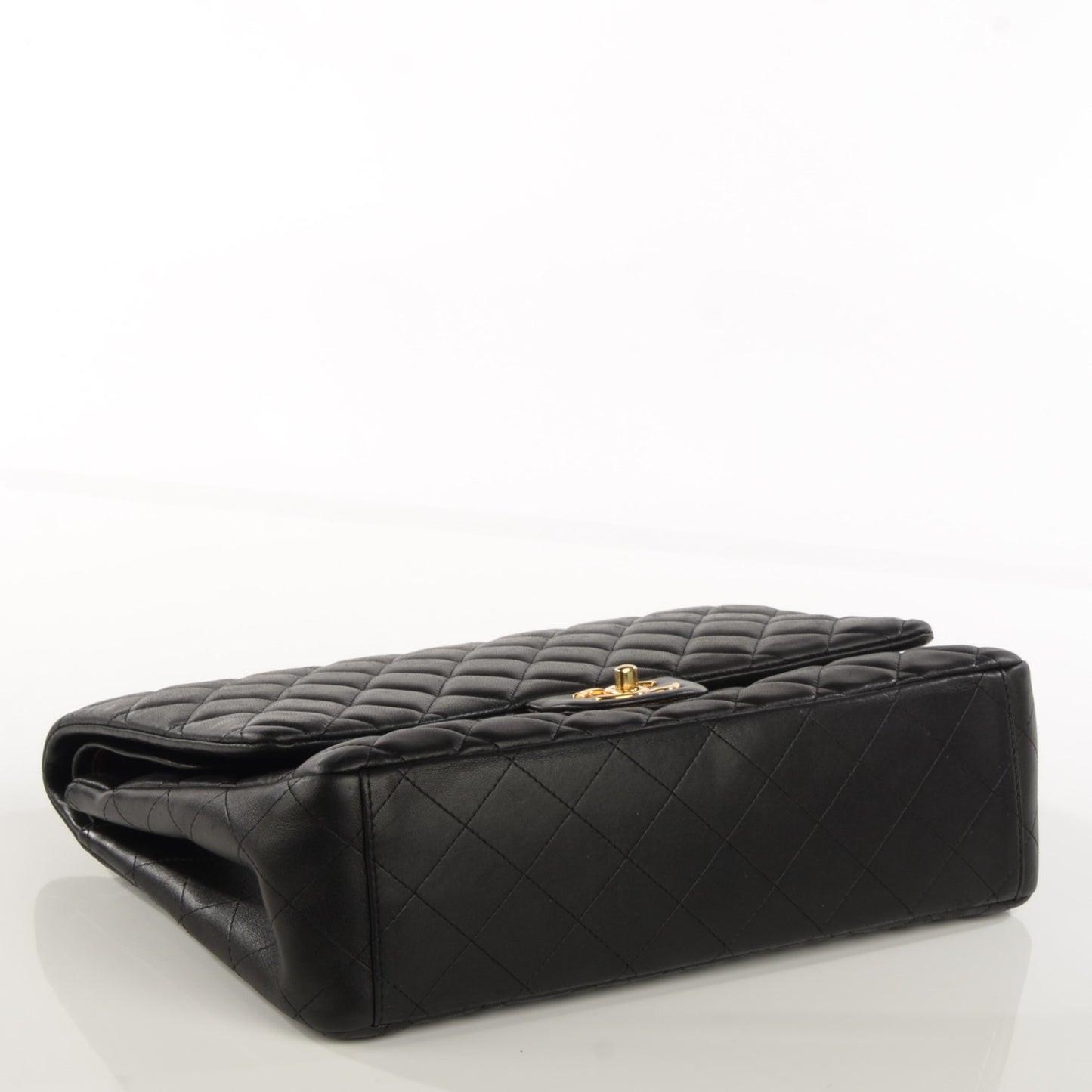 Lambskin Quilted Maxi Double Flap Black