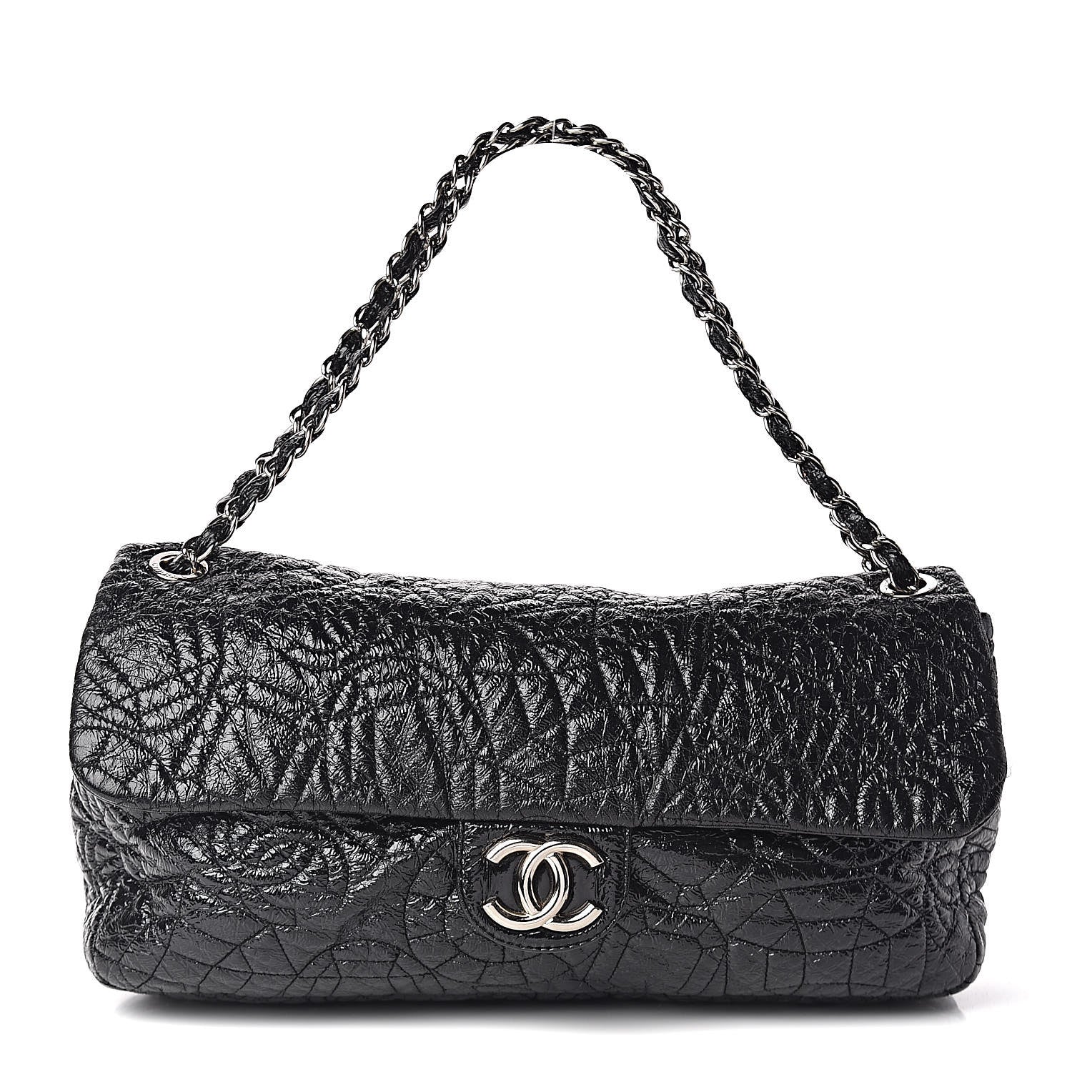 Chanel Vinyl Graphic Edge Flap Black 1 of 15