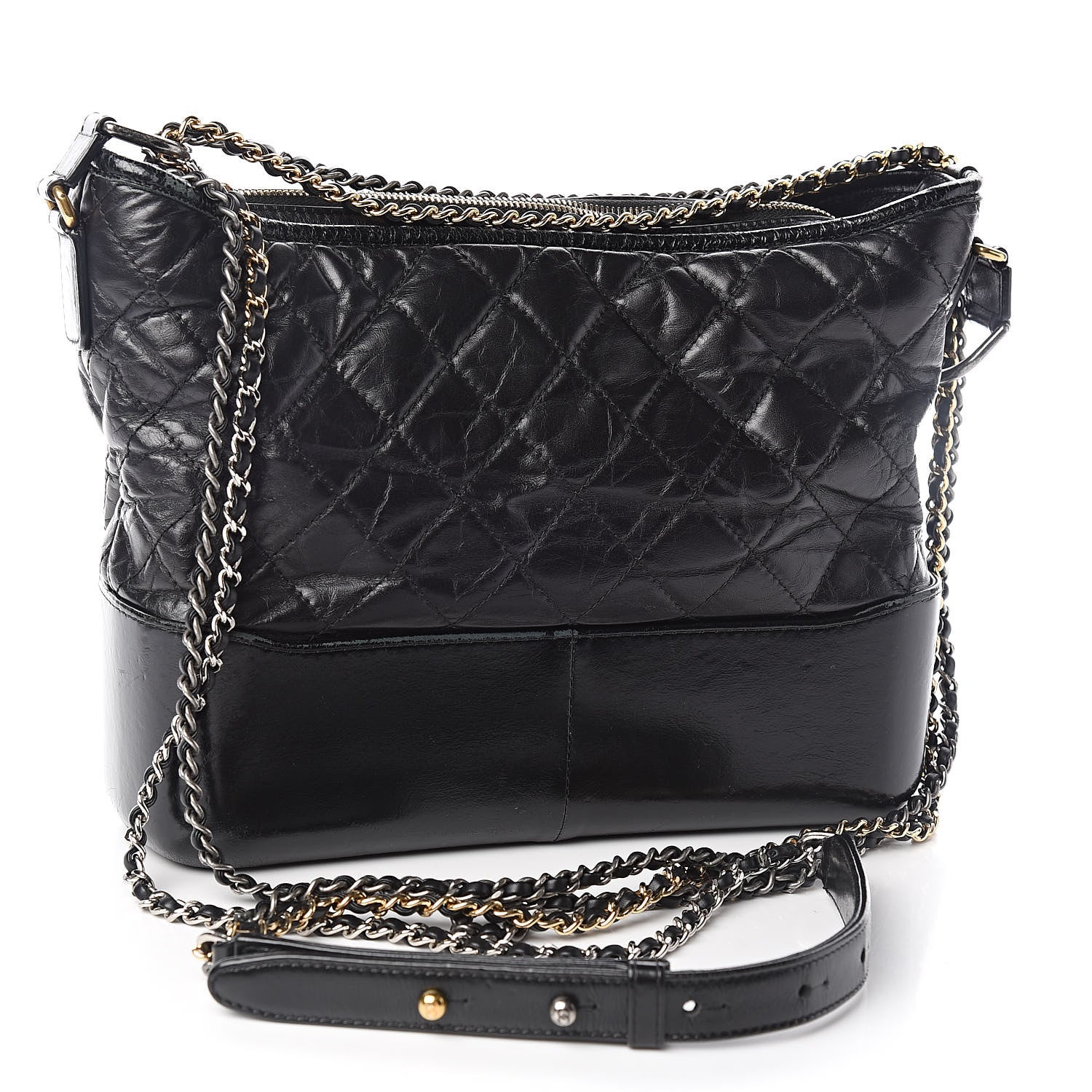 Chanel Aged Calfskin Quilted Medium Gabrielle Hobo Black 3 of 12