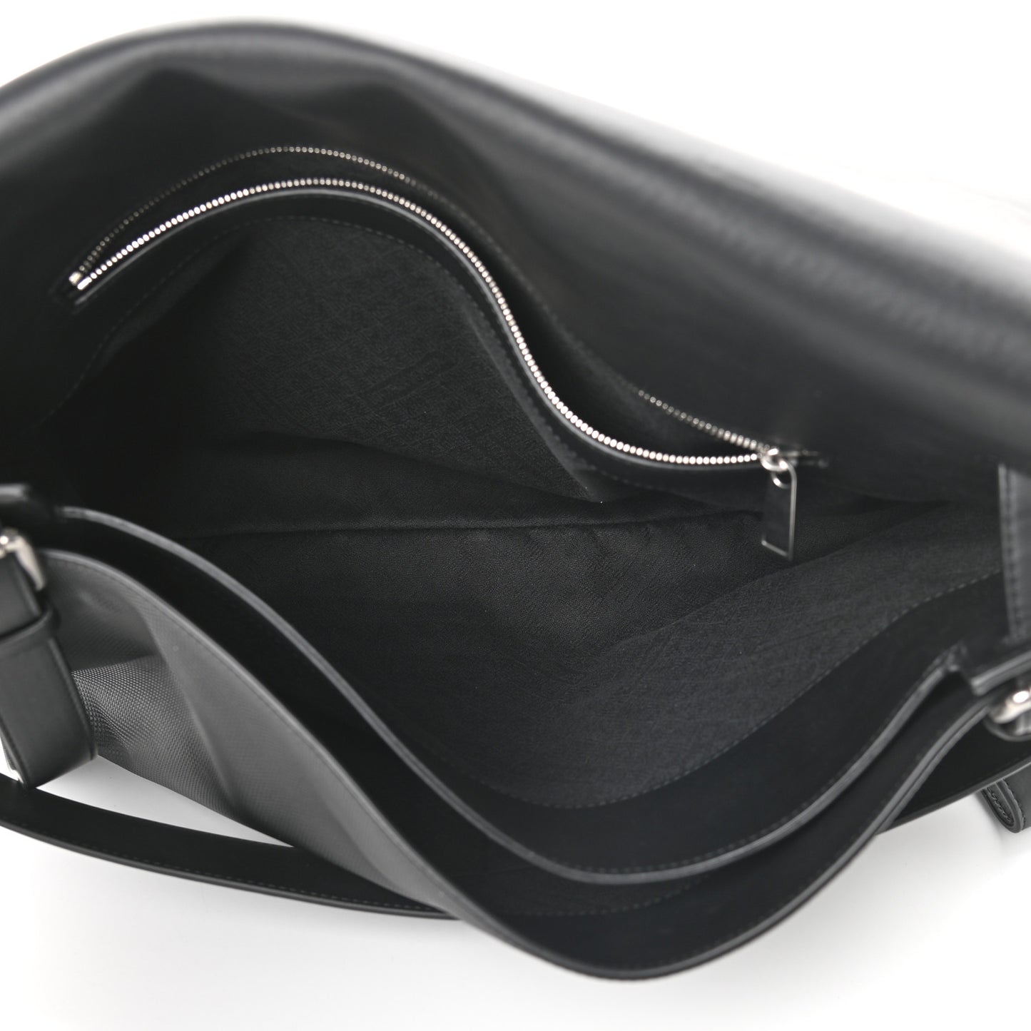 Textured Calfskin Messenger Crossbody Bag Black