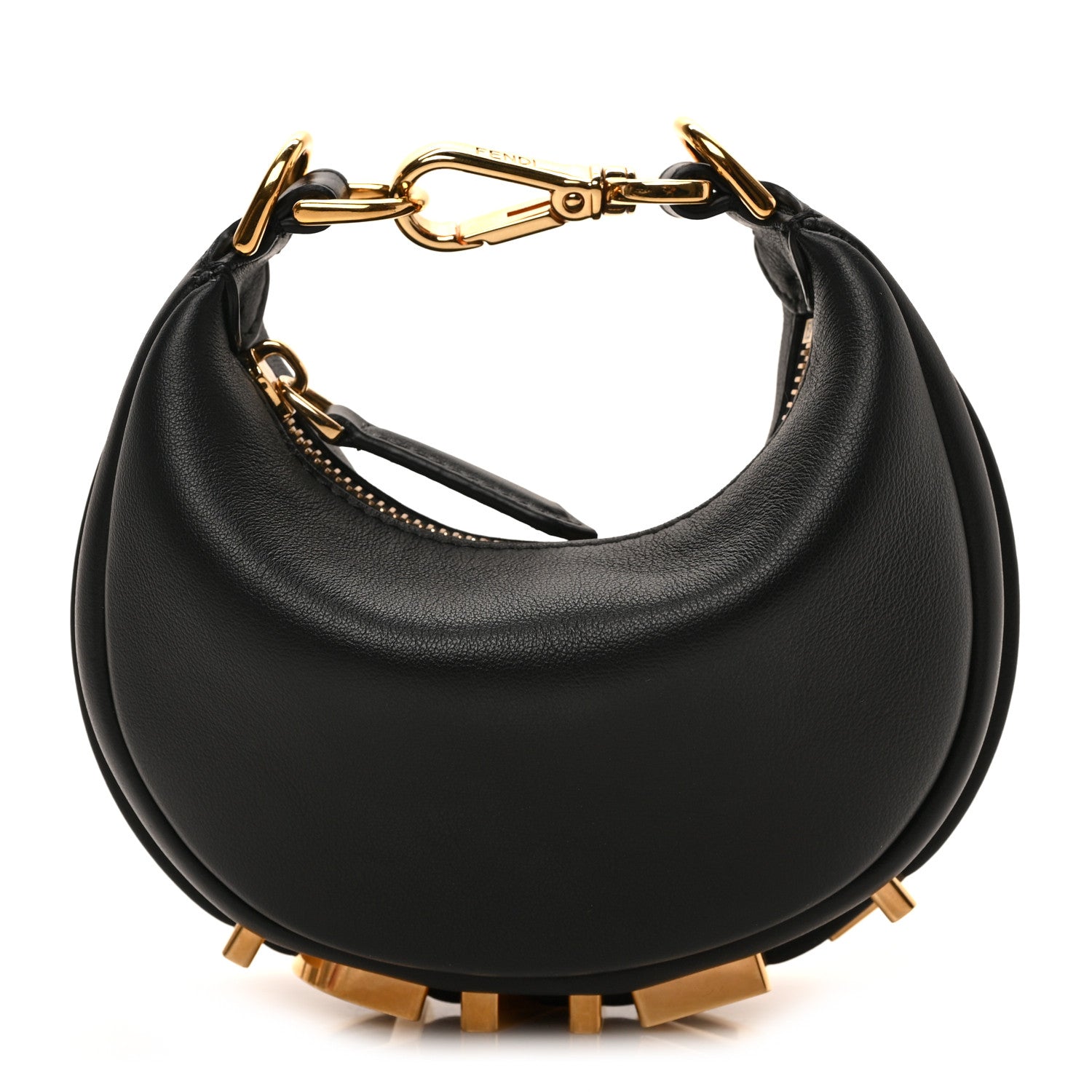 Fendi Vitello Grace Matte Nano Fendigraphy Hobo Charm Black 1 of 8