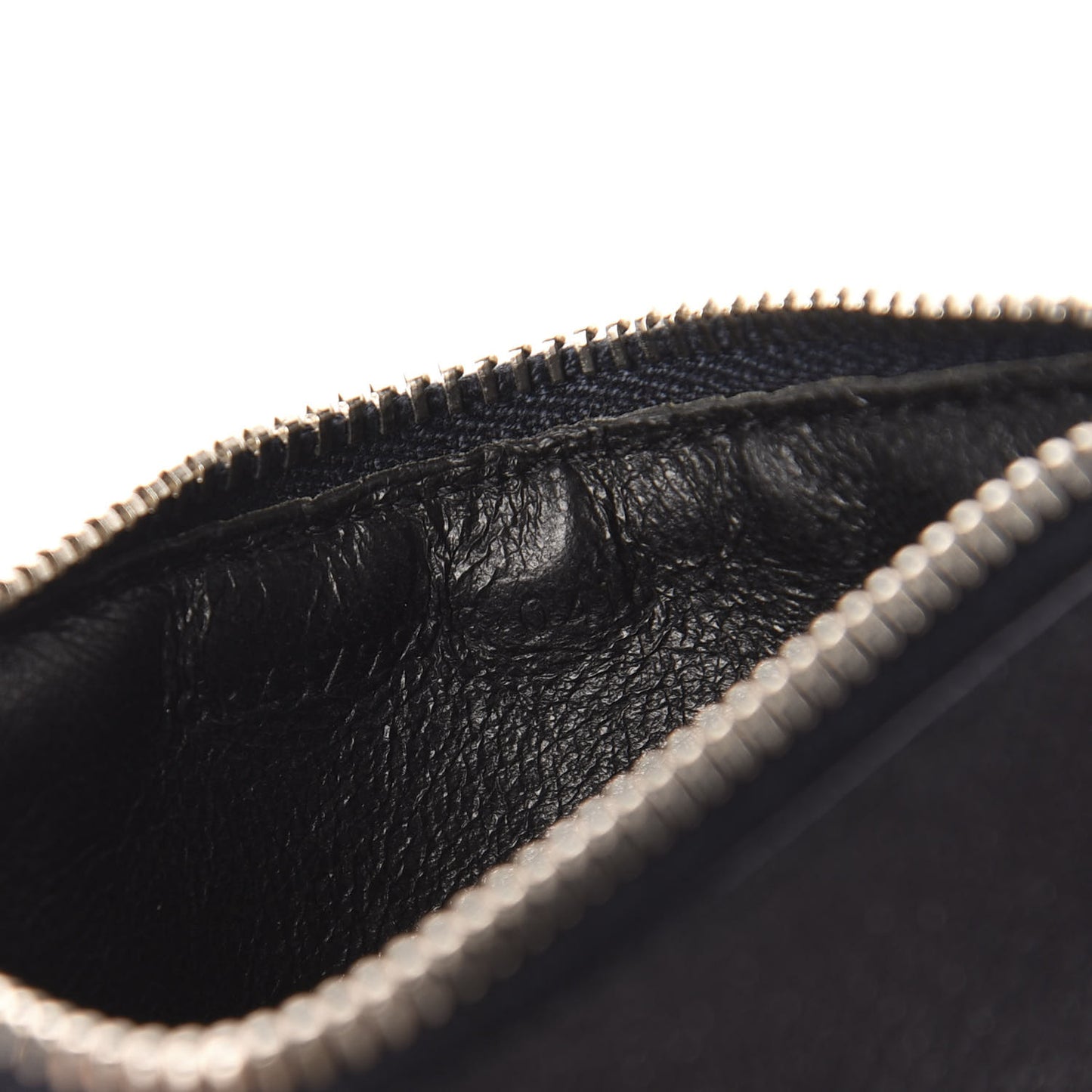 Grained Calfskin 5 Fragments Zip Pouch Card Holder Black