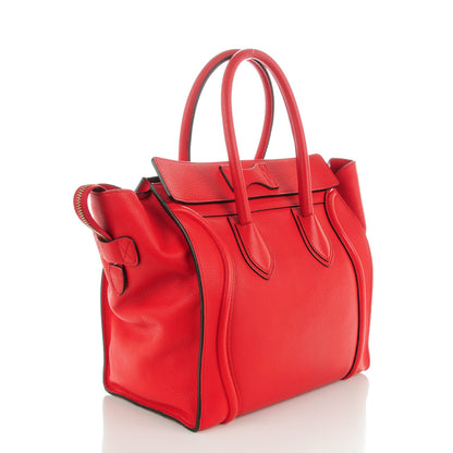 Celine Drummed Calfskin Mini Luggage Coquelicot 3 of 7