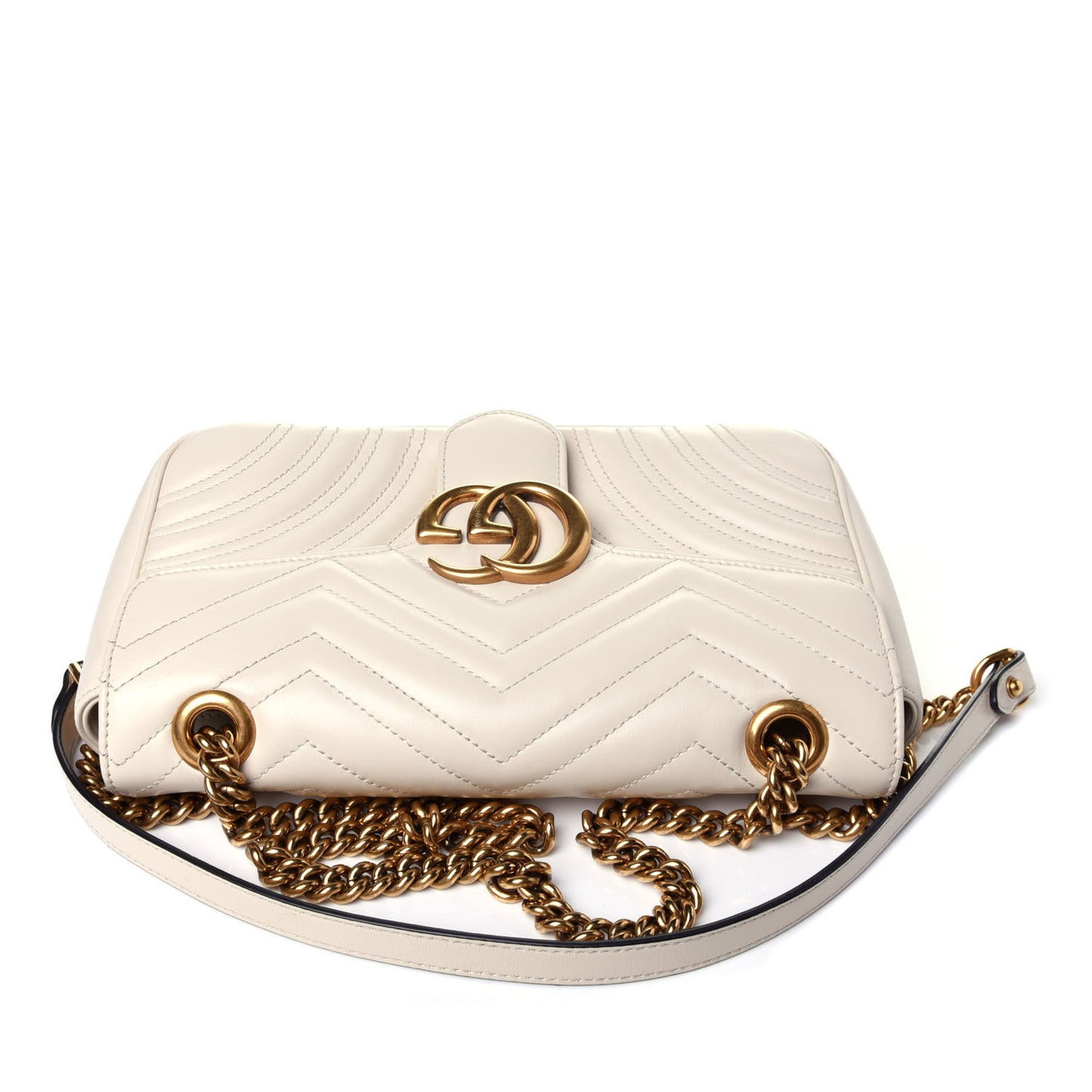 Calfskin Matelasse Small GG Marmont Shoulder Bag White