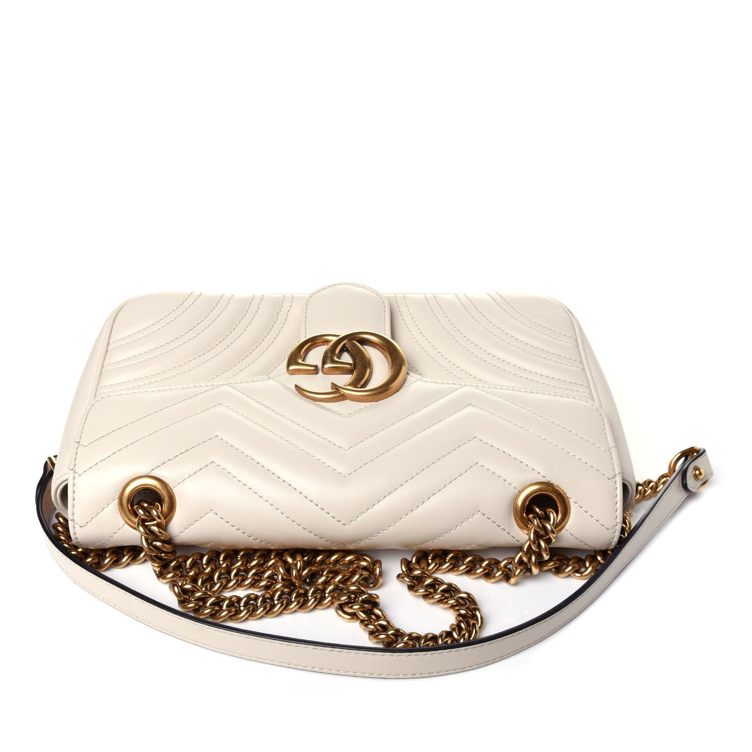 Gucci Calfskin Matelasse Small GG Marmont Shoulder Bag White 10 of 11