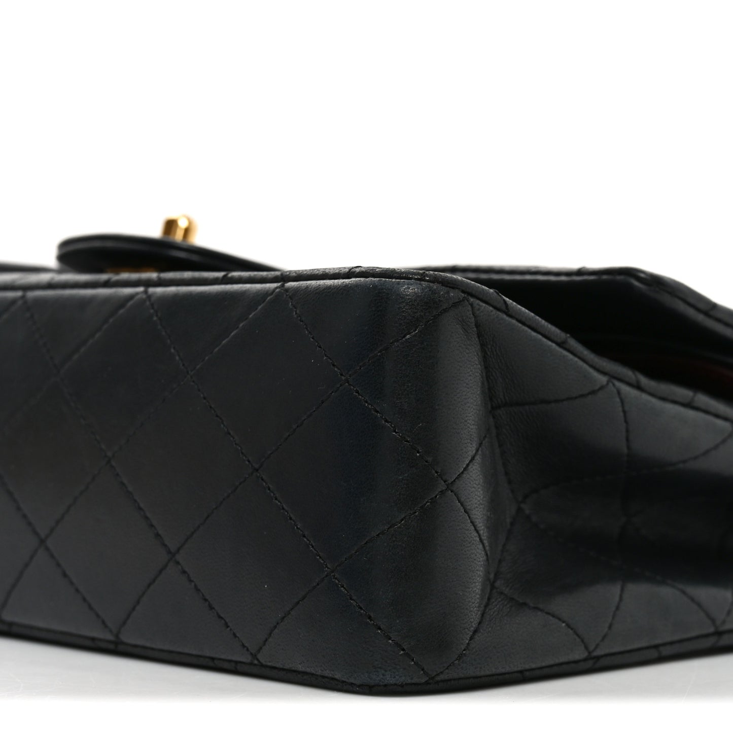 Lambskin Quilted Medium Double Flap Black