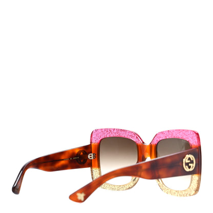 Gucci Acetate Square Frame Sunglasses GG0083S Glitter Pink Multi 3 of 7