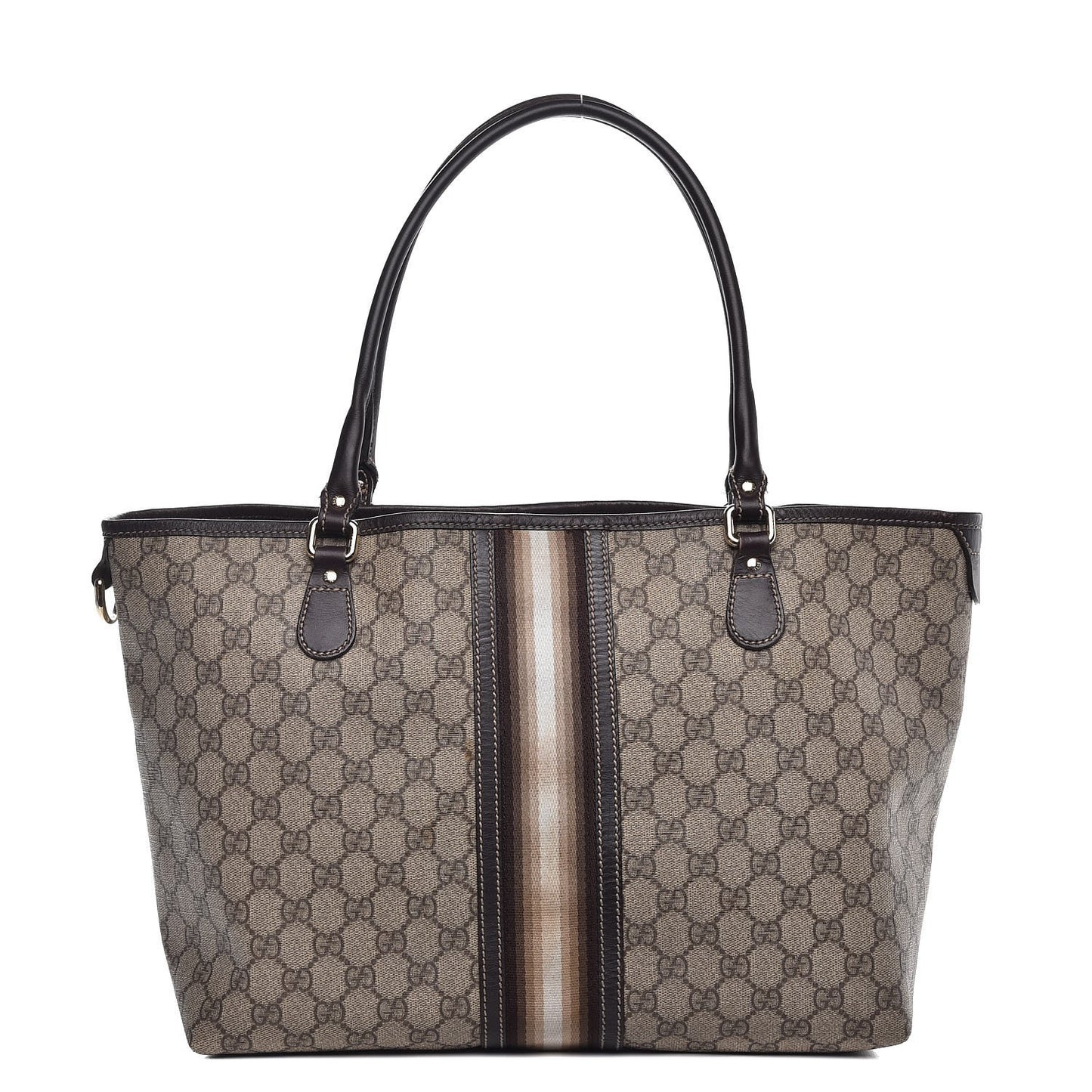 GG Plus Monogram Web Tote Dark Brown