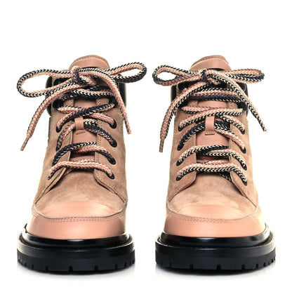 Chanel Suede Calfskin Lace Up Boots 36.5 Pink 2 of 11