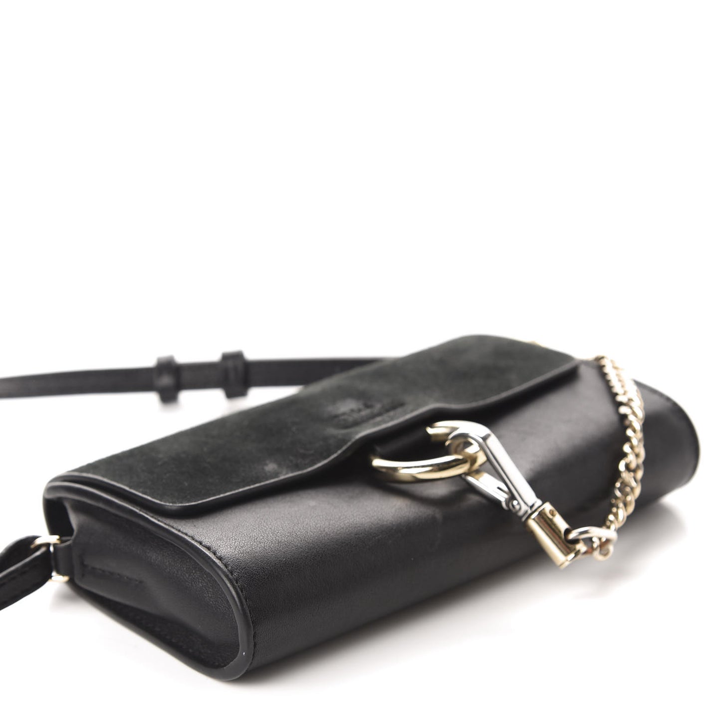 Suede Calfskin Mini Faye Shoulder Bag Black