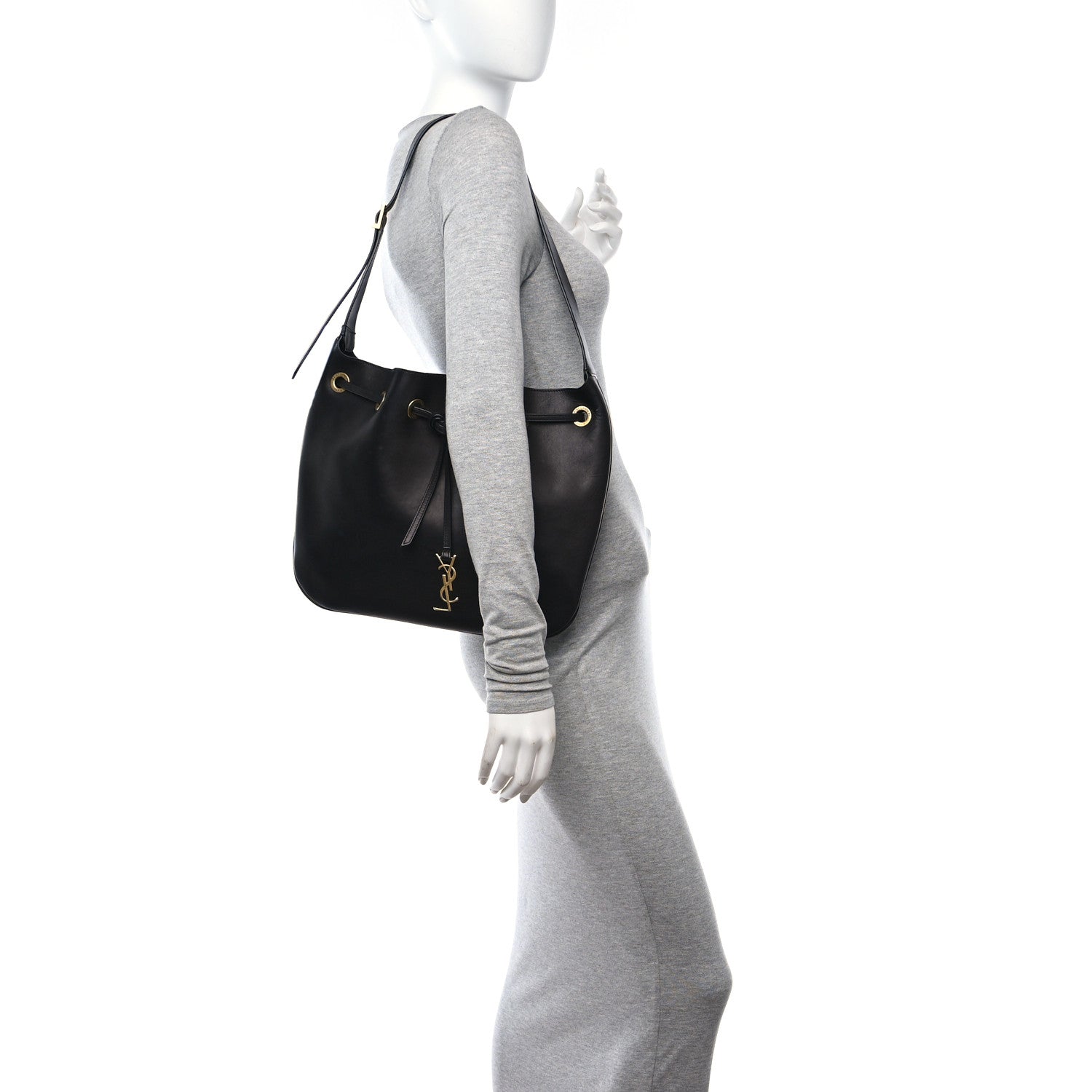Saint Laurent Calfskin Medium Paris VII Flat Hobo Black 2 of 8