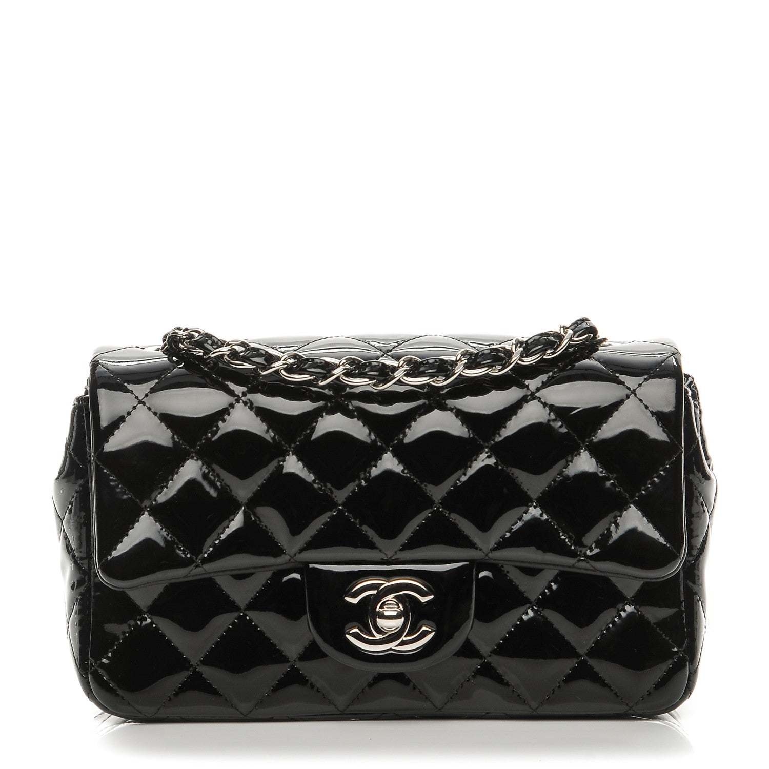 Chanel Patent Calfskin Quilted Mini Rectangular Flap Black 1 of 9