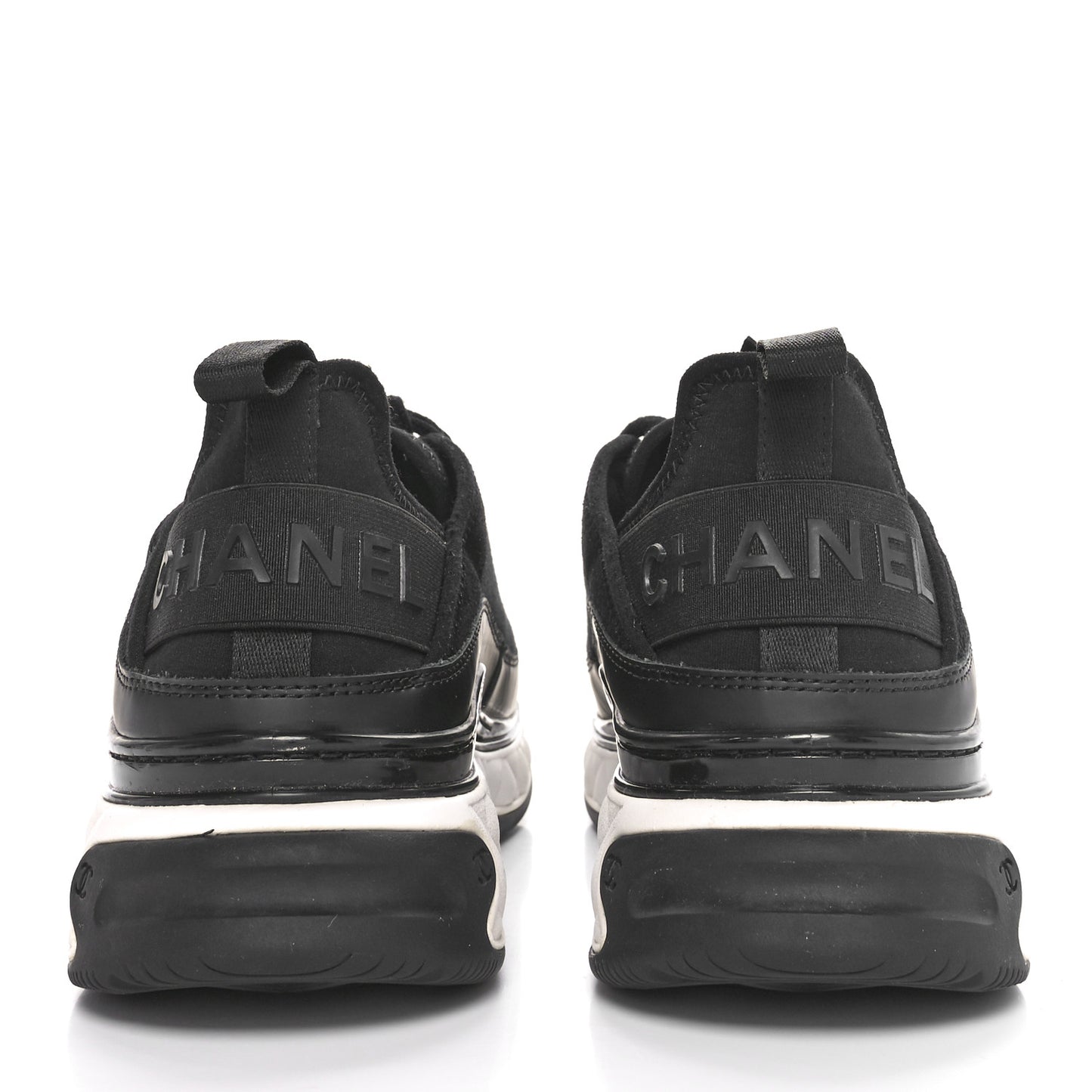 Velvet Calfskin Mixed Fibers CC Sneakers 39.5  Black