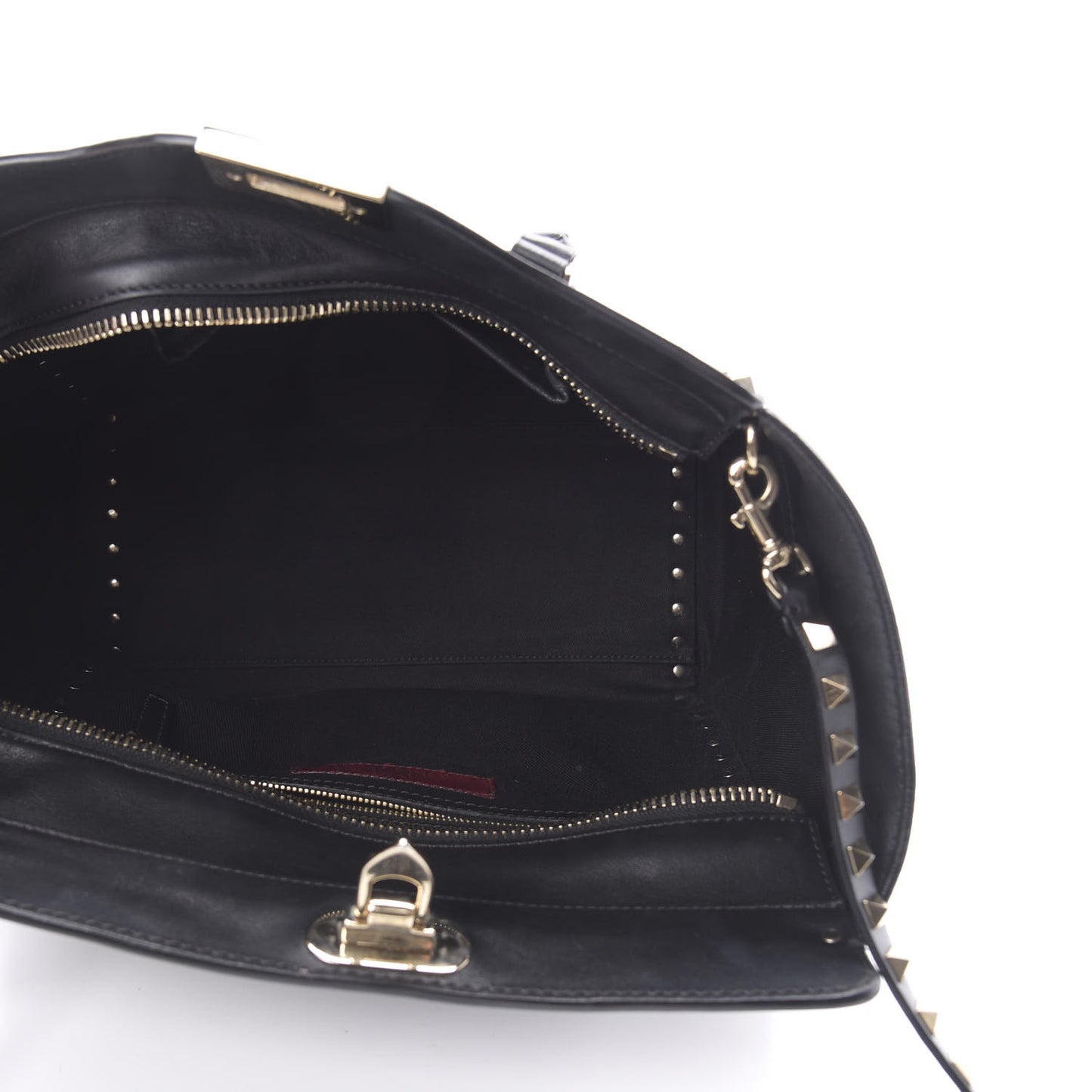 Vitello Rockstud Double Handle Tote Black