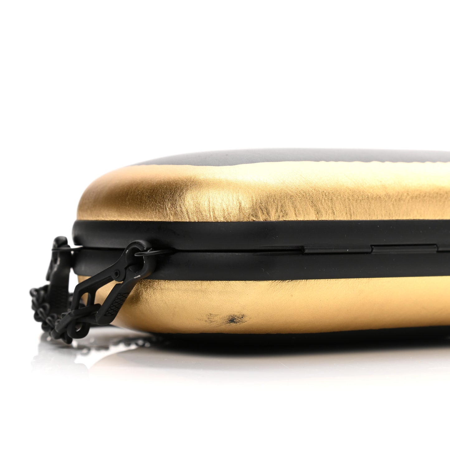Gilded Waxed Leather Knot Clutch Gold Black