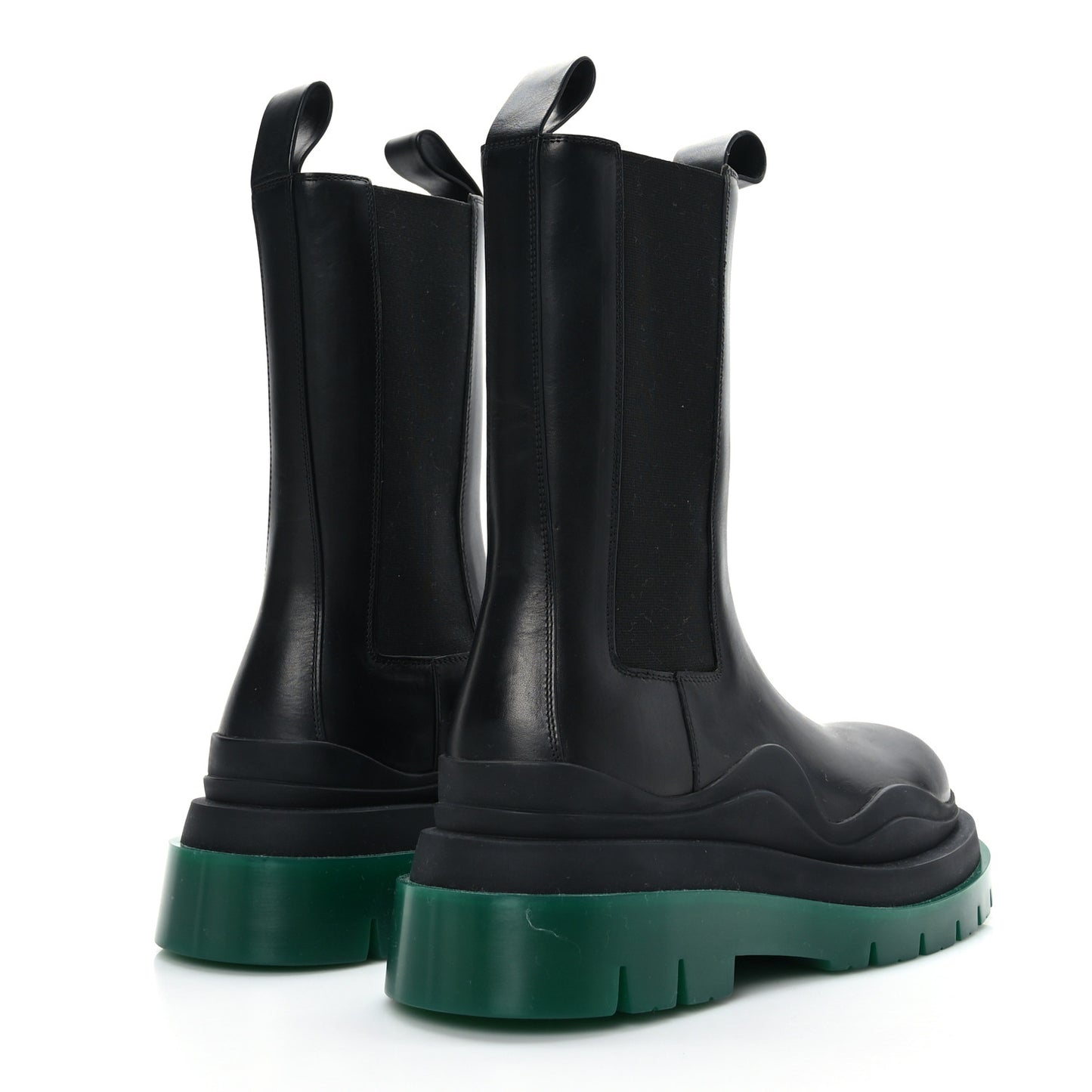 Calfskin The Tire Chelsea Boots 38 Black Green