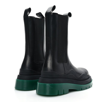 Bottega Veneta Calfskin The Tire Chelsea Boots 38 Black Green 4 of 7