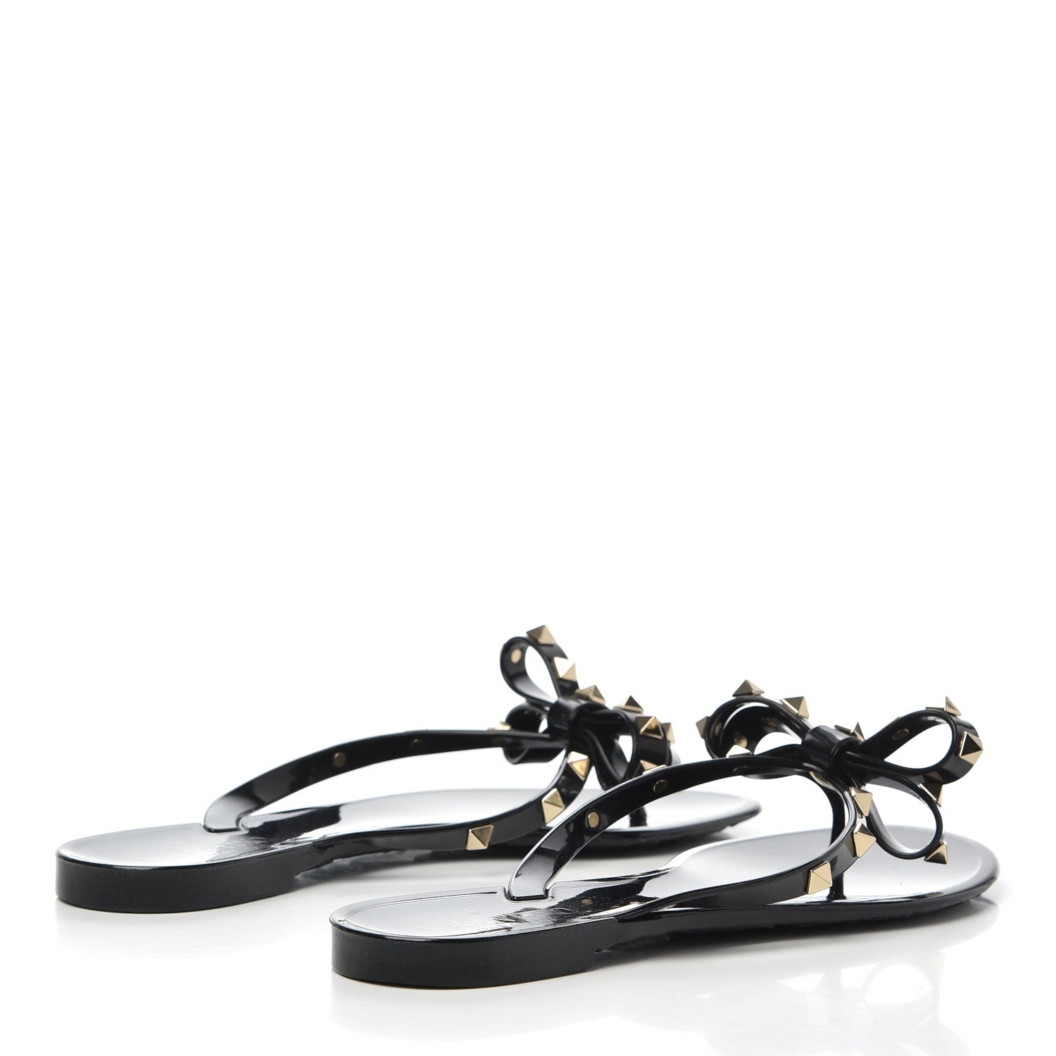 Valentino Garavani PVC Jelly Rockstud Bow Thong Sandals 38 Black 4 of 14