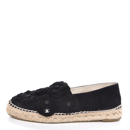Chanel Suede Camellia CC Espadrilles 38 Black 1 of 11