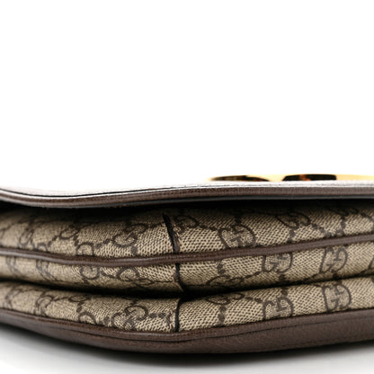Gucci GG Supreme Monogram Textured Dollar Calfskin Web Medium Blondie Shoulder Flap Bag Beige Ebony New Acero 9 of 10