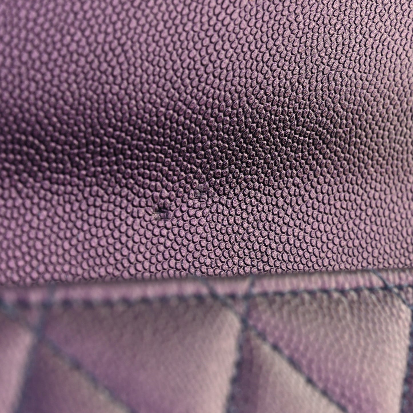 Iridescent Caviar Quilted Large Gusset Flap Wallet Dark Blue