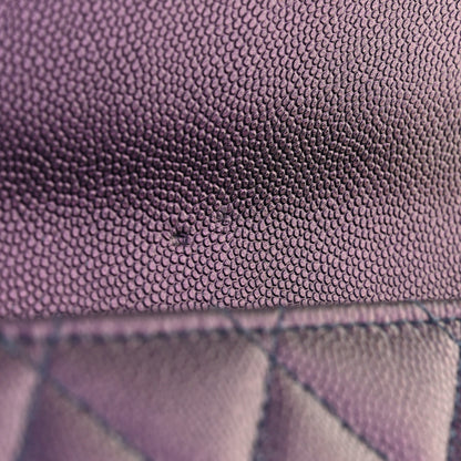 Chanel Iridescent Caviar Quilted Large Gusset Flap Wallet Dark Blue 11 of 12