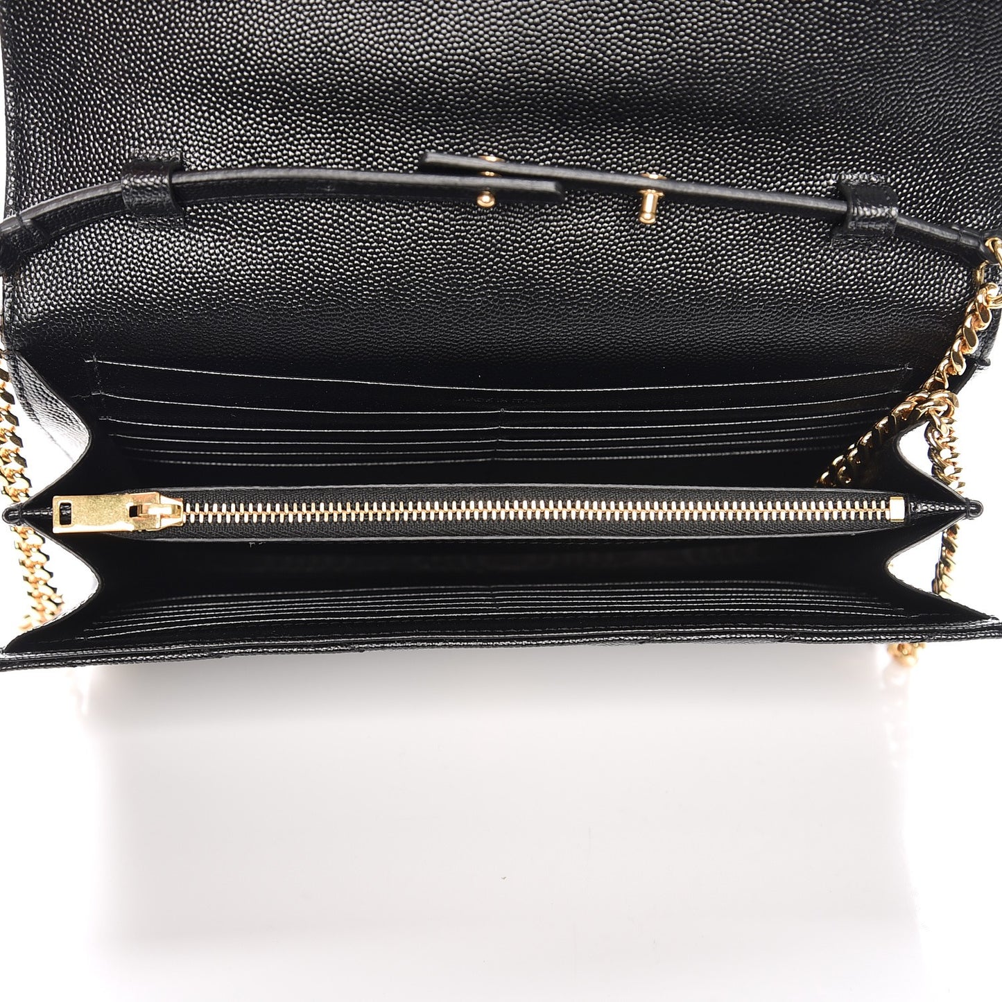 Grain De Poudre Matelasse Chevron Monogram Chain Wallet Black