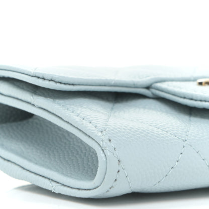 Chanel Caviar Quilted Flap Card Holder Wallet Light Blue 5 of 13