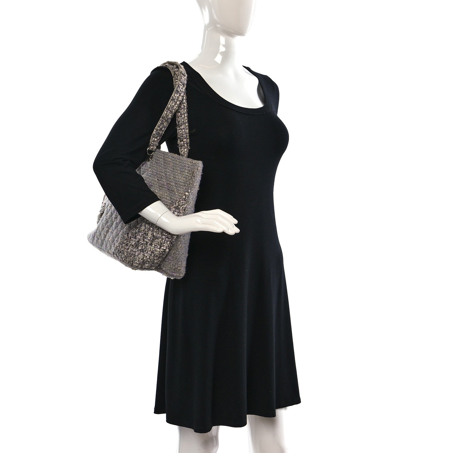 Chanel Tweed Quilted Cambon Tote Grey 2 of 13